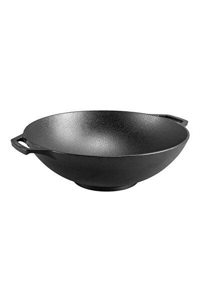 Generic LODGE Round Shape High Quality Cast Iron Wok with Loop Handles Black 14inch