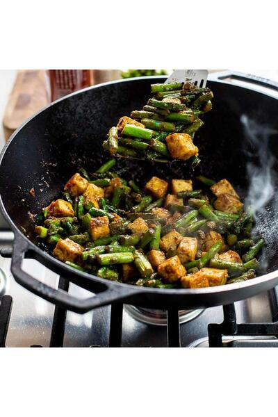 Generic LODGE Round Shape High Quality Cast Iron Wok with Loop Handles Black 14inch