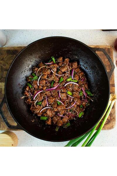 Generic LODGE Round Shape High Quality Cast Iron Wok with Loop Handles Black 14inch