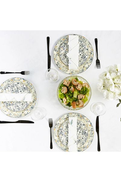 rexa 20-Piece New Bone China Dinner Set – Geometric Pattern, Serves 4