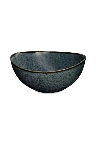 EasyLife Magma Series Porcelain Salad Bowl Dark Blue and Black