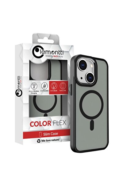 lemontti Husa Color Matte MagSafe iPhone 15 Negru