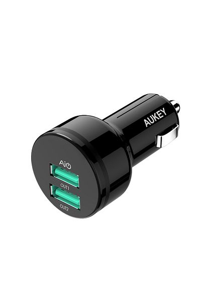 AUKEY Încărcător auto CC-S12, 2 sloturi USB 2.4A, negru