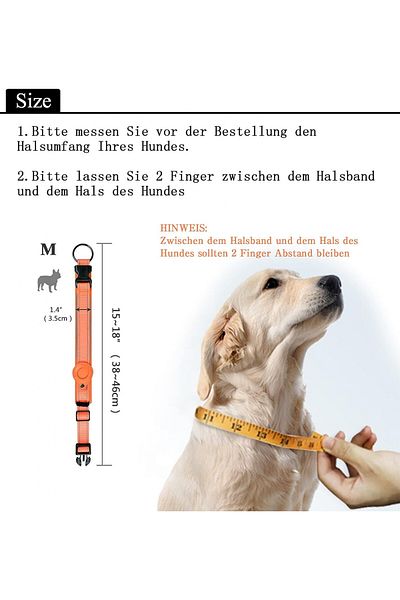 Upjws Reflective Airtag Collar With Holder, Nylon, Orange, Size M