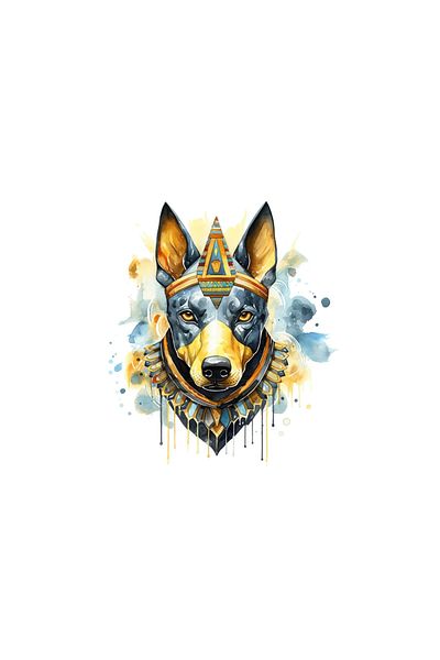 INOVATIX Set de 8 piese, autocolant câine Doberman Egiptean, INOVATIX®. 6 cm