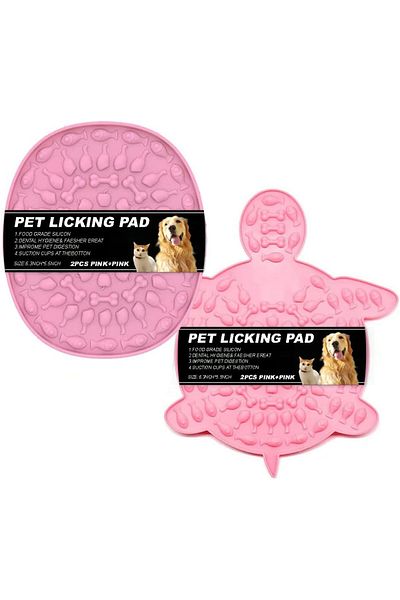 PeaMirmy Set de 2 covorașe de hrănire pentru câini PeaMirmy, plastic, roz, 15,7 x 13,7 x 2 cm