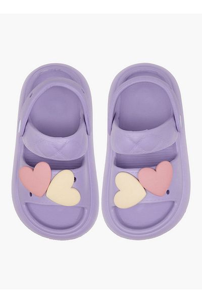 Aqua Girls Heart Jibbitz Slides with Backstrap