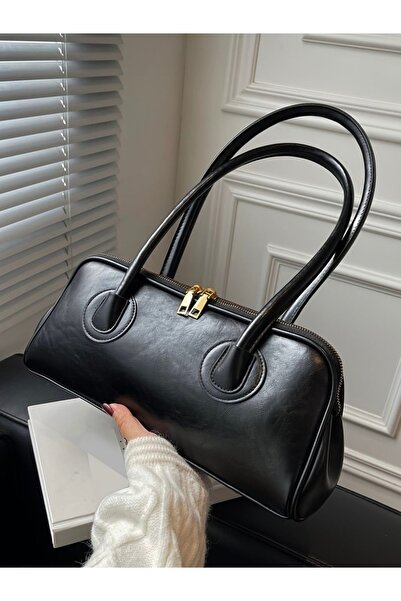 Mojeva Mona Black Long Handle Baguette Hand and Shoulder Women's Bag