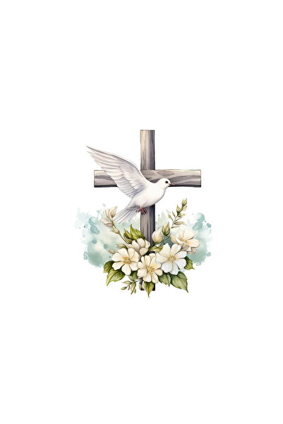 INOVATIX Set de 8 piese, autocolant cruce cu flori și porumbel alb, INOVATIX®...