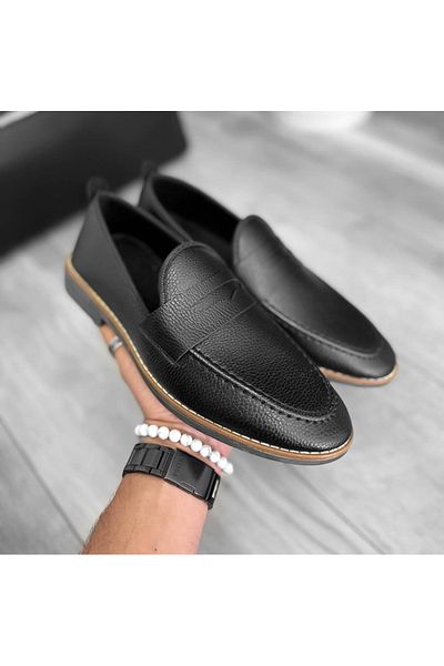dehaine Men's Casual Loafers, Vegan Leather, 12220, Black