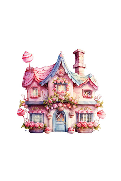 INOVATIX Set de 8 autocolante, Căsuță cu trandafiri în formă de acadea, INOVA...