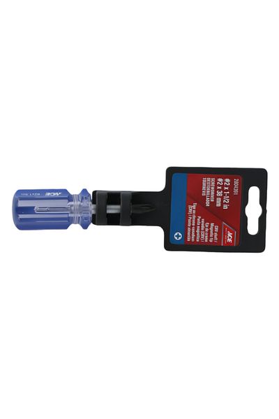 ACE PVC Handle CRV Shaft Magnetic Tip Phillips Screwdriver Blue and Silver #2 x 38mm