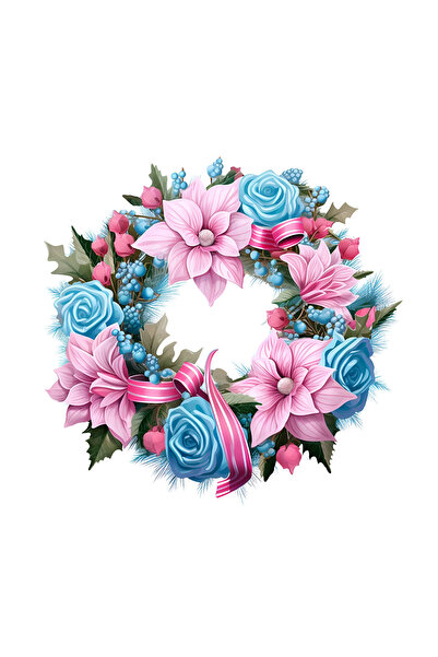 INOVATIX Set de 8 bucăți, autocolant de Crăciun coroană roz albastră cu trand...