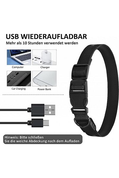 HXDSUP dog collar, LED, nylon, black, size XXL