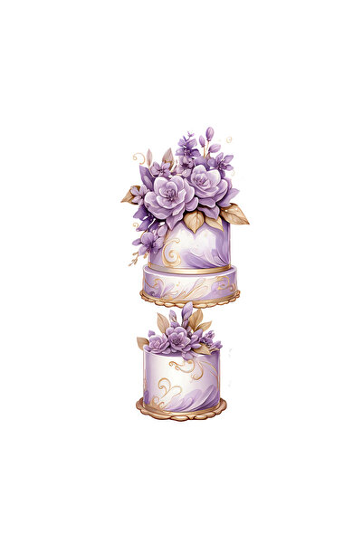 INOVATIX Set de 8 piese, Autocolant Două prăjituri cu flori de liliac, INOVAT...