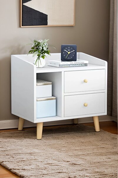 COOYA Nightstand White 43 X 30 X 48cm,modern Style,high-capacity Space,suitable For Bedrooms