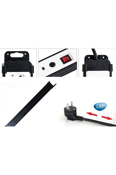 beorol Electrical extension cord with switch, surge and child protection, 5 outlets, 1.4 m