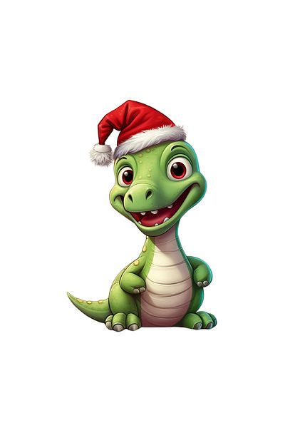 INOVATIX Set de 8 autocolante de Crăciun cu dinozaur, dragon verde, INOVATIX®. 6 cm