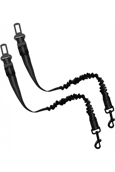 Baguuaray Set de 2 centuri de siguranță pentru animale de companie, nailon/metal, negru, 53-83 cm