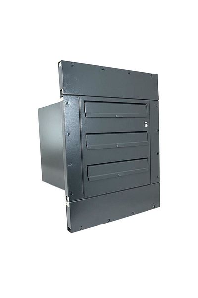 damech Mailbox, Multifamily, With Frame, Anthracite, 3 Modules, 40x36x52 Cm,