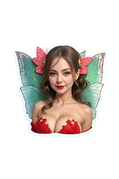 INOVATIX Set de 8 piese, autocolant Fiona Butterfly Girl, INOVATIX®. 6 cm