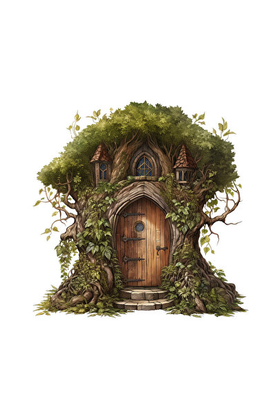 INOVATIX Set de 8 piese, autocolant cu căsuță în pădure, INOVATIX®. 6 cm