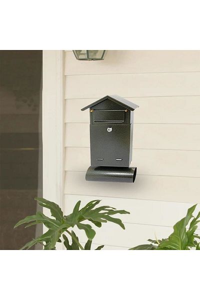 damech Mailbox, With Newspaper Slot, Gold, B6 Format, 23x7x37.5 Cm,