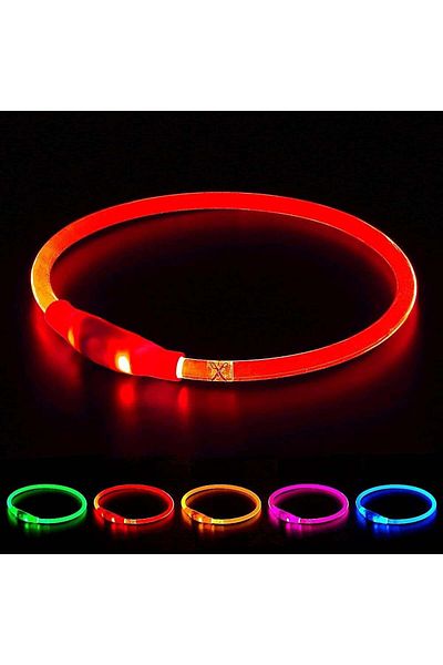 Iseen Zgardă pentru câini, LED, poliuretan termoplastic, roșie, 70 cm