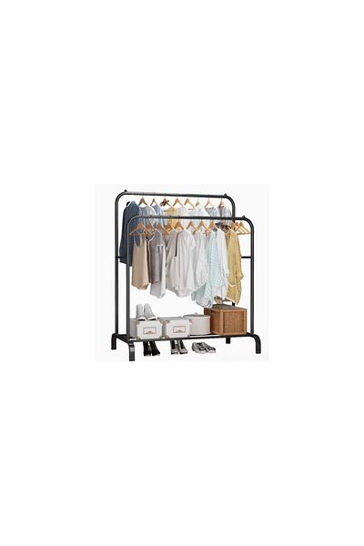 Calivita Organizator dublu pentru haine Livit, metalic, negru, 150 x 110 x 55 cm