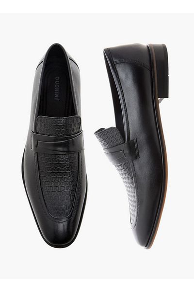 Duchini Men's Textured Slip-On Loafers