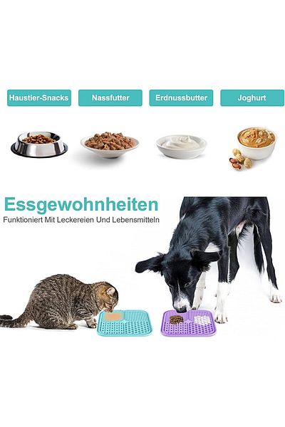 Lukito Set de 2 covorașe pentru hrănire și o spatulă pentru animale Lukito, silicon, albastru/violet