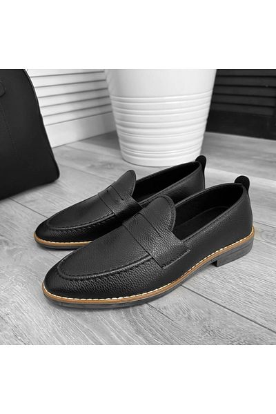 dehaine Men's Casual Loafers, Vegan Leather, 12220, Black