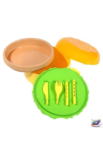 LUNCH BOX Food Container ANGMAD Hamburger Shape with Fork and Knife, 350ml