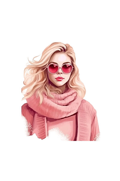 INOVATIX Set de 8 piese, autocolant Chan cu fetița roz, INOVATIX®. 6 cm