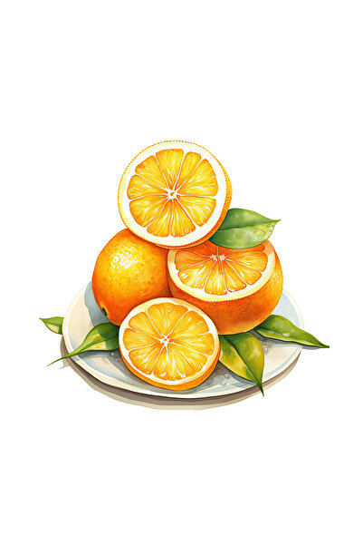 INOVATIX Set de 8 piese, farfurie autocolantă cu portocale, INOVATIX®. 6 cm