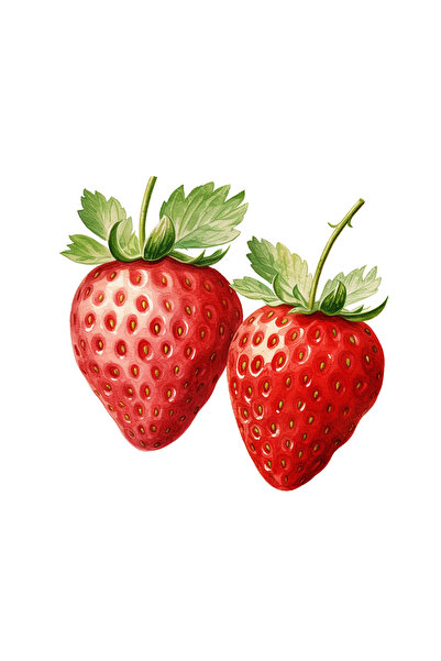 INOVATIX Set de 8 piese, autocolant căpșuni cu codițe, INOVATIX®. 6 cm