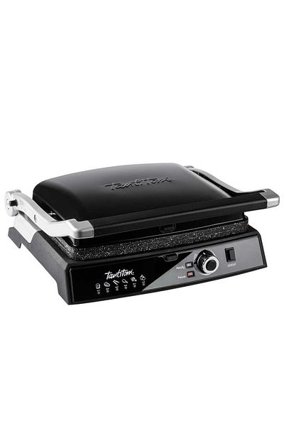 Tantitoni Premium Granite Cast Plate Scissor Black Grill and Toaster