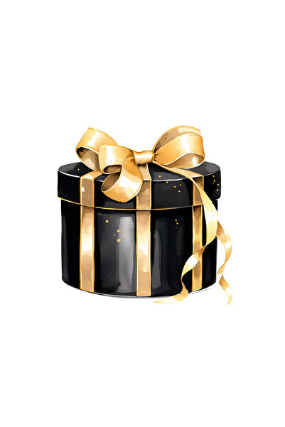 INOVATIX Set de 8 piese, autocolant Cutie cadou rotundă neagră cu fundă aurie...