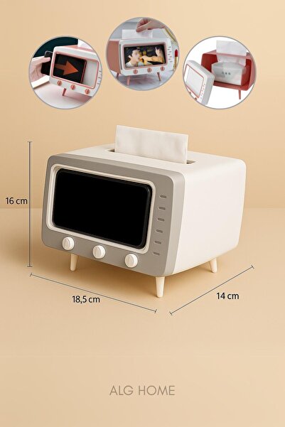 Alg Home Retro Tv Görünümlü Peçete Kutusu,telefon Tutucu