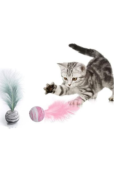 Laiyoho Cat Toys Set Of 3, Foam/feathers, Blue/red/black, 13 Cm
