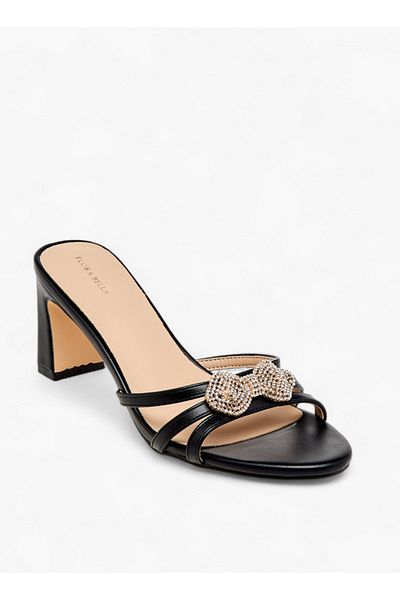 Flora Bella by Shoexpress Women's Bow Embellished Slip-On Sandals with Block Heel
