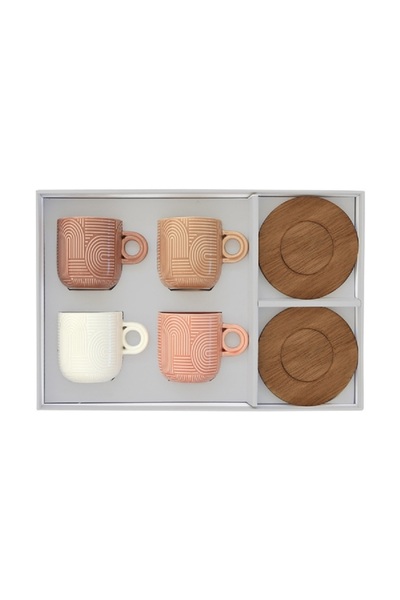 EasyLife 4-Piece Take a Loop Dishwasher Safe Cup and Saucer Set Multicolor 110ml