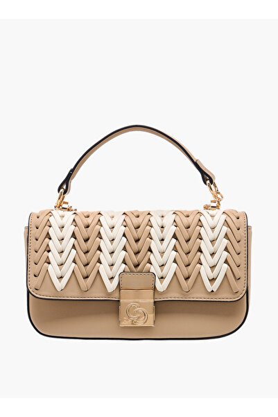 Celeste Women's Textured Crossbody Bag with Flap Closure and Chain Strap - W 4.5 x H 12 x D 21 cm