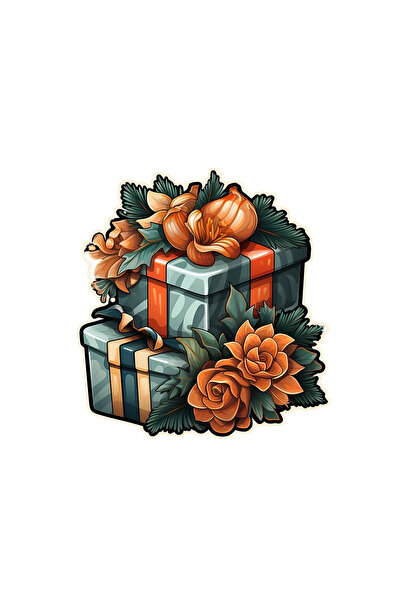 INOVATIX Set de 8 autocolante cadouri și flori de Crăciun, INOVATIX®. 6 cm