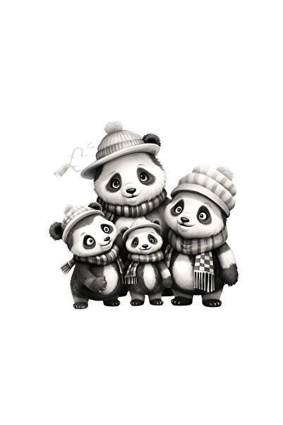 INOVATIX Set de 8 bucăți, autocolant familie panda, INOVATIX®. 6 cm