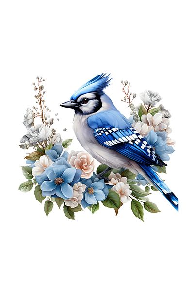 INOVATIX Set of 8, Blue Cardinal Sticker on flower garland, INOVATIX®. 6 cm