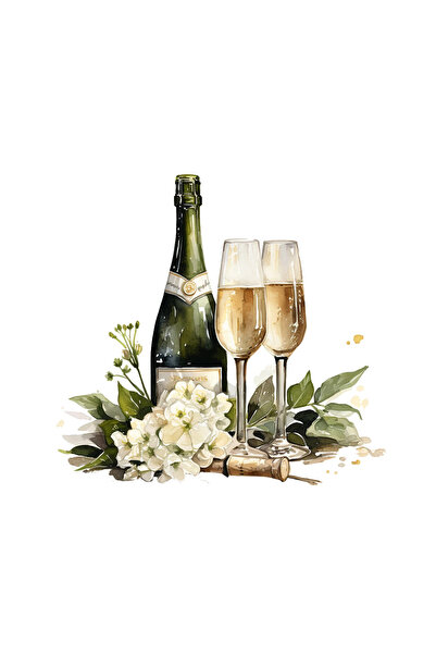 INOVATIX Σετ 8 τεμαχίων, Αυτοκόλλητο Λευκά λουλούδια και σαμπάνια, INOVATIX®....