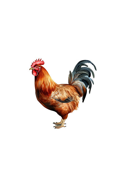 INOVATIX Set de 8 piese, autocolant cocoș maro cu coadă gri, INOVATIX®. 6 cm