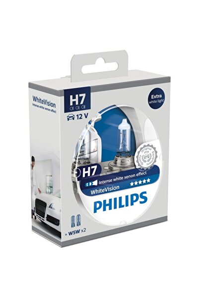 Philips Set of 2 Philips H7 White Vision halogen headlight bulbs, 12V, 55W
