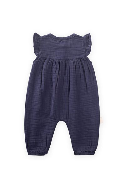 Cigit Organic Embroidered Muslin Jumpsuit 0-3 Years Navy Blue